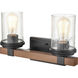 Taos 2 Light 15 inch Matte Black/Wood Grain Vanity Light Wall Light